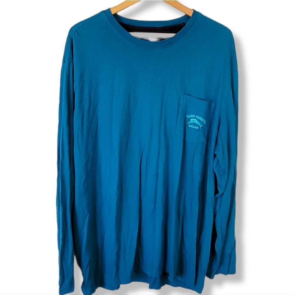 Tommy Bahama 100% Pima cotton teal longsleeve t-shirt size 3xl